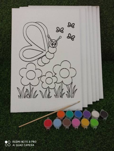 

HJK (COD/BAYAR DI TEMPAT) Paket mewarnai 6 gambar cat 12 warna MURAH!!!