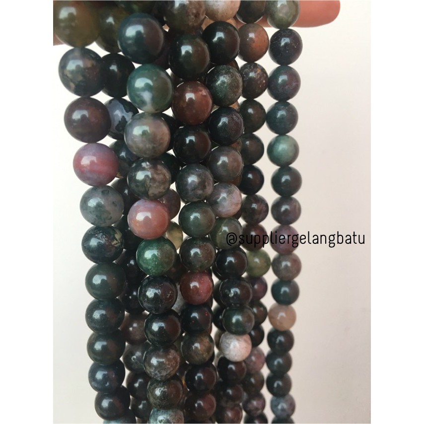 supplier bahan batu giok indian agate bacan 10mm akik natural hijau tangerang indonesia aksesoris