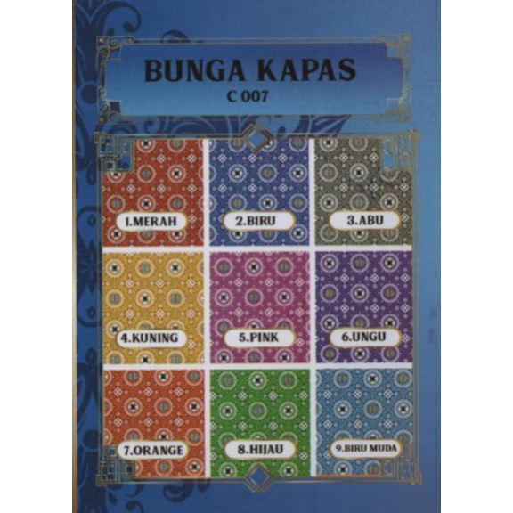 Kain Batik Meteran Motif Bunga Kapas Seragam Sekolah TK/SD/SMP/SMA/SLTA CODE C007
