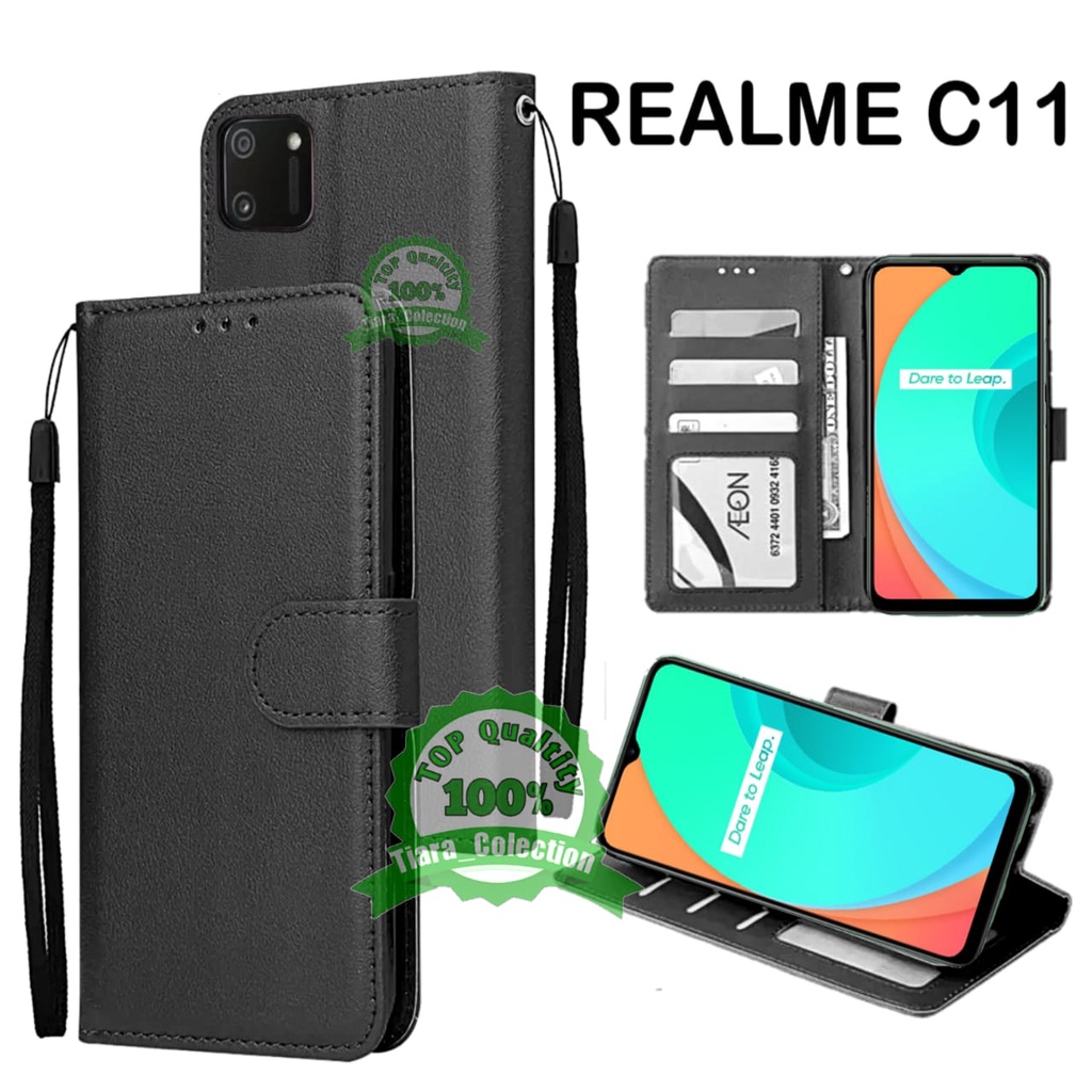 REALME C11 2020 Leather Flip Cover Wallet Standing Casing Dompet