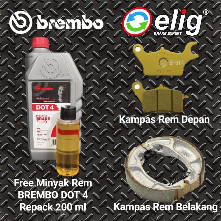 Kampas Rem Depan Belakang ELIG VARIO BEAT SCOOPY Free Minyak Rem BREMBO