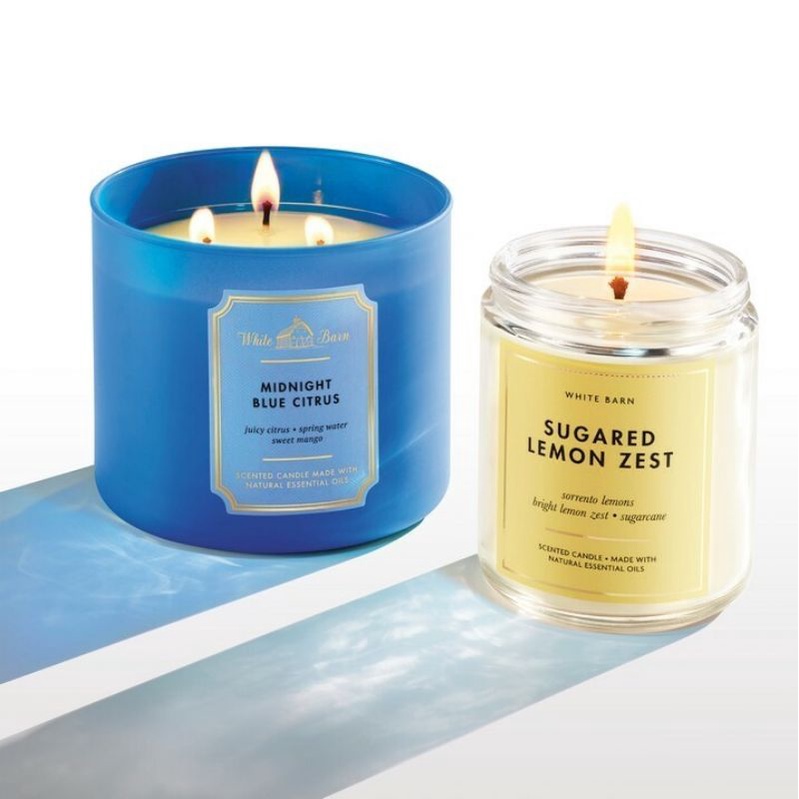 BBW MIDNIGHT BLUE CITRUS 3-WICK SCENTED CANDLE 411 G BATH &amp; BODY WORKS LILIN WANGI 3 SUMBU UKURAN BESAR PENGHARUM RUANGAN