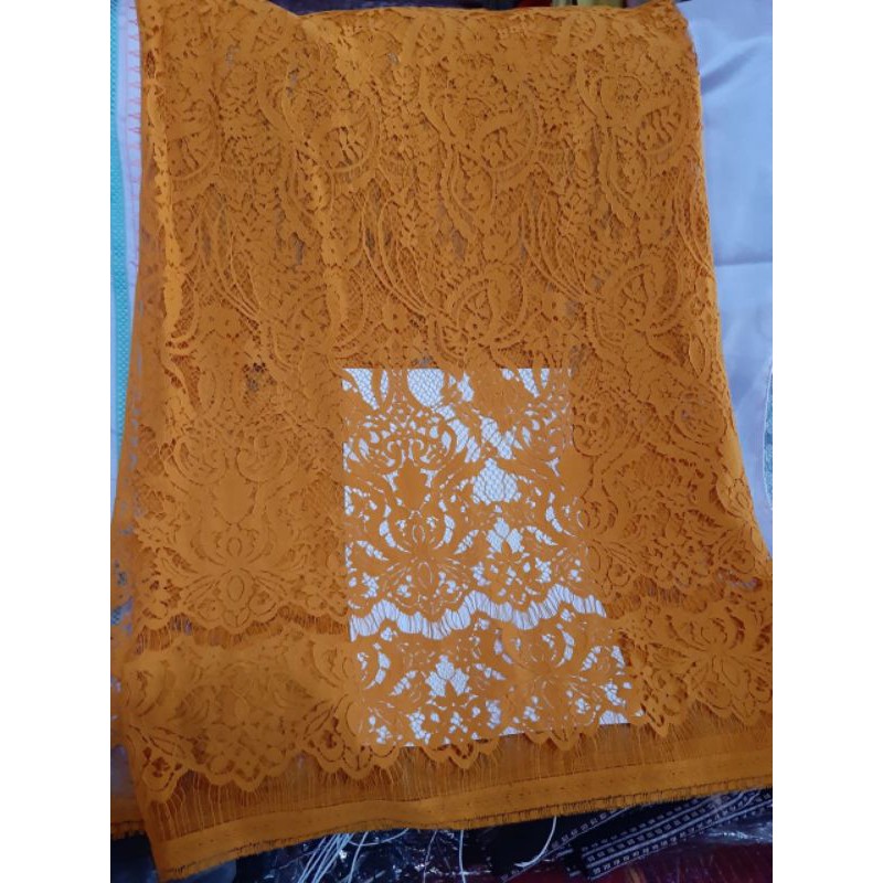 PREMIUM KAIN BROKAT BAHAN KEBAYA GOLD KEBAYA PENGANTIN MEWAH TEBAL LEMBUT SEMI PRANCIS FATMAWATI