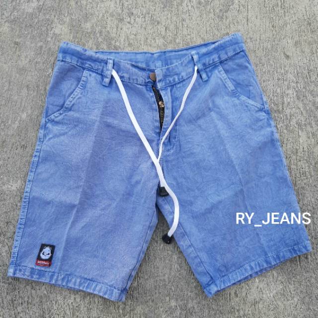 Celana jeans pendek pria celana pendek snow light biru celana pria