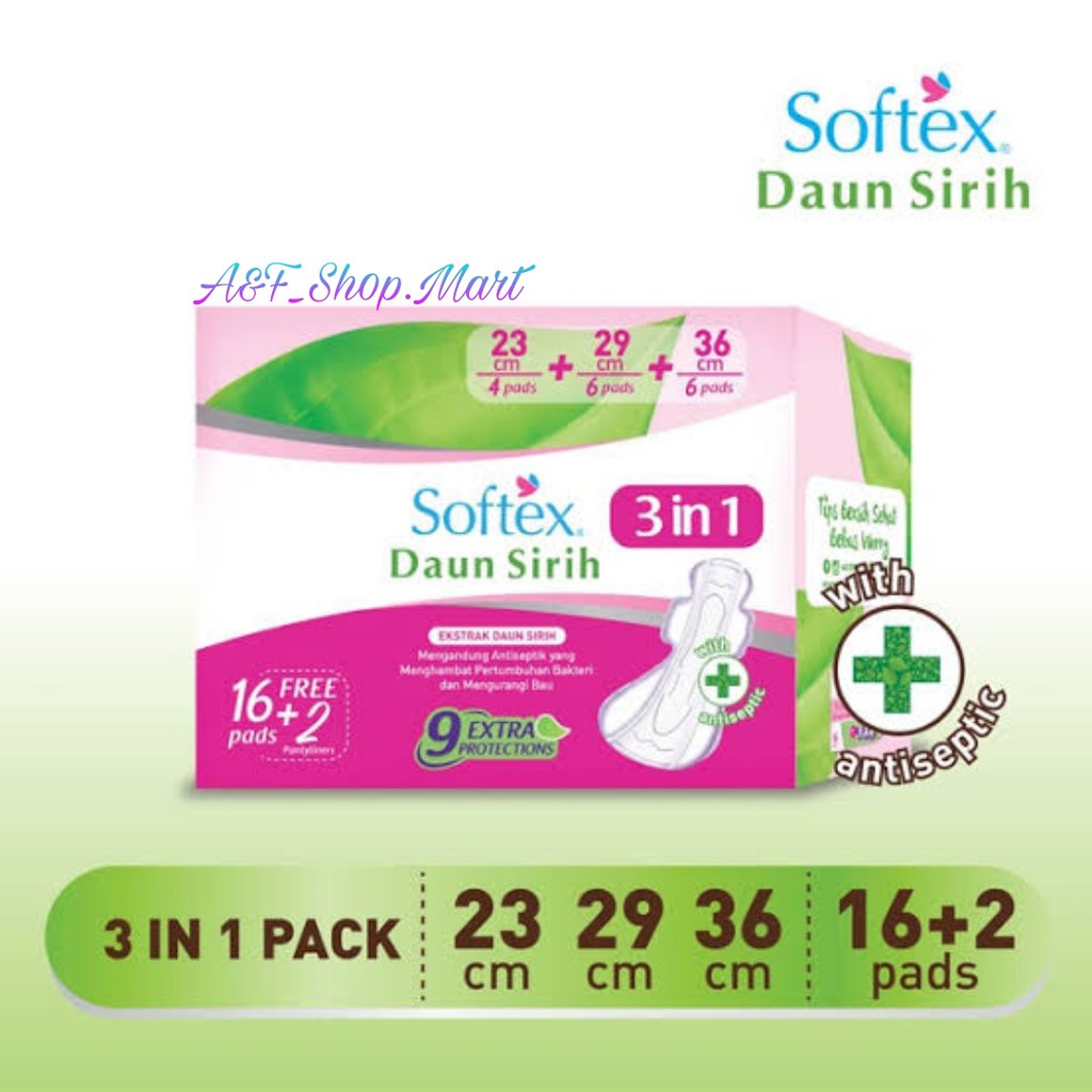 SOFTEX DAUN SIRIH 3in1 16+2 Pads [ORIGINAL]