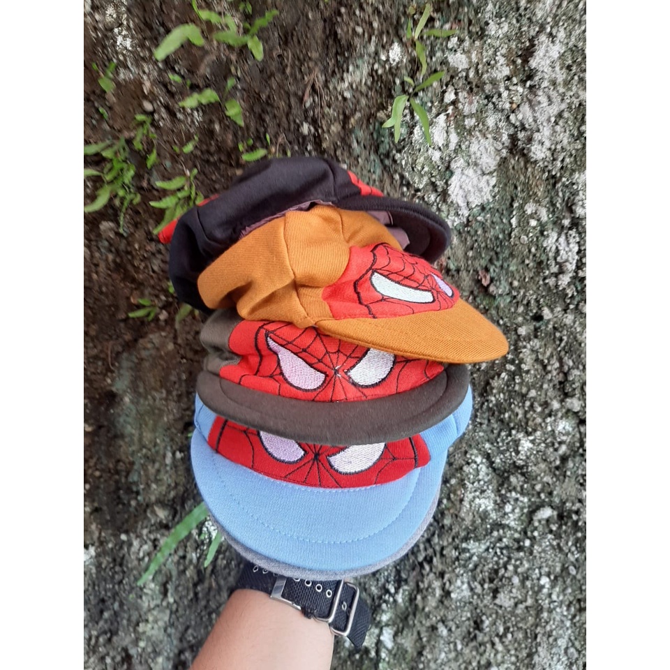 TOPI BAYI KARAKTER BAYI SPIDERMAN USIA 6 BULAN SAMPAI 12 BULAN