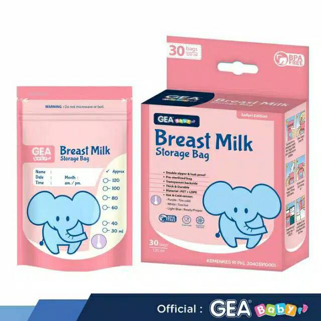 L6 Kantong ASI 120ml GEA | Wadah Pouch Plastik Klip Susu Steril | Breast Milk Storage Zipper Bag