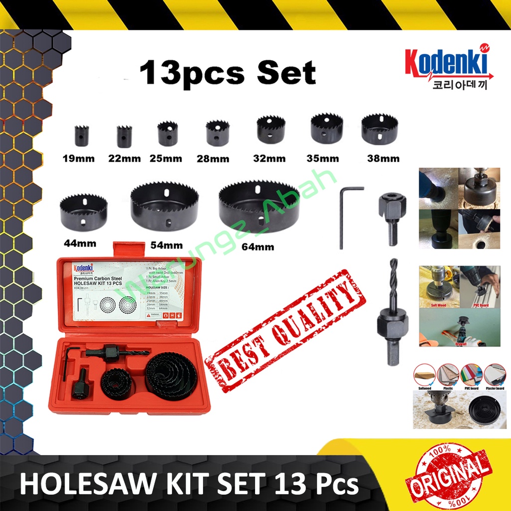 ALAT KEPALA MATA BOR GERGAJI LINGKARAN BULAT HOLESAW KIT SET 13 PCS PEMBOLONG PELUBANG KAYU PIPA PAR