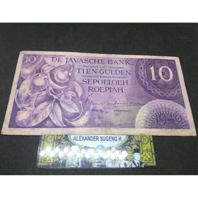 Uang 10 gulden federal violet thn 1946