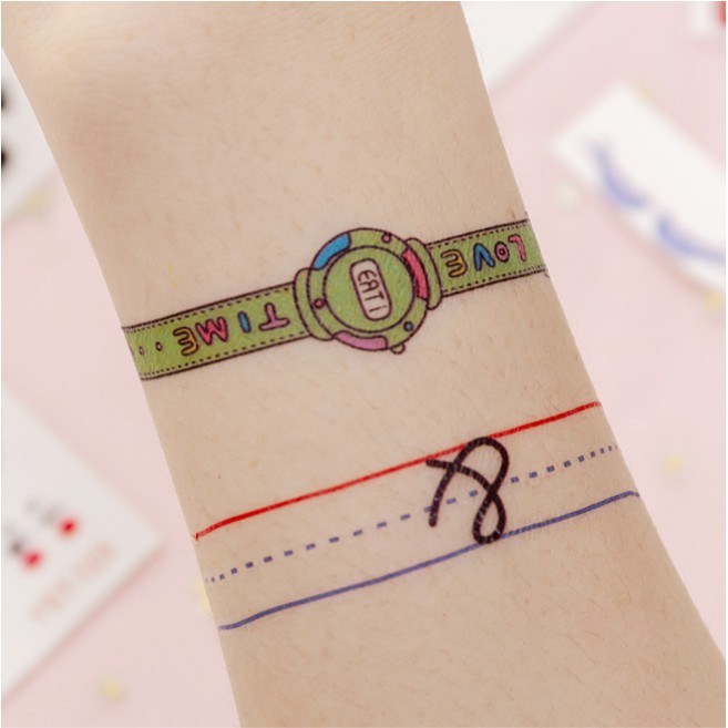 Sticker Mini Cartoon Kartun Tatto Sticker cute watter proof temporary warna [E1-2]-2