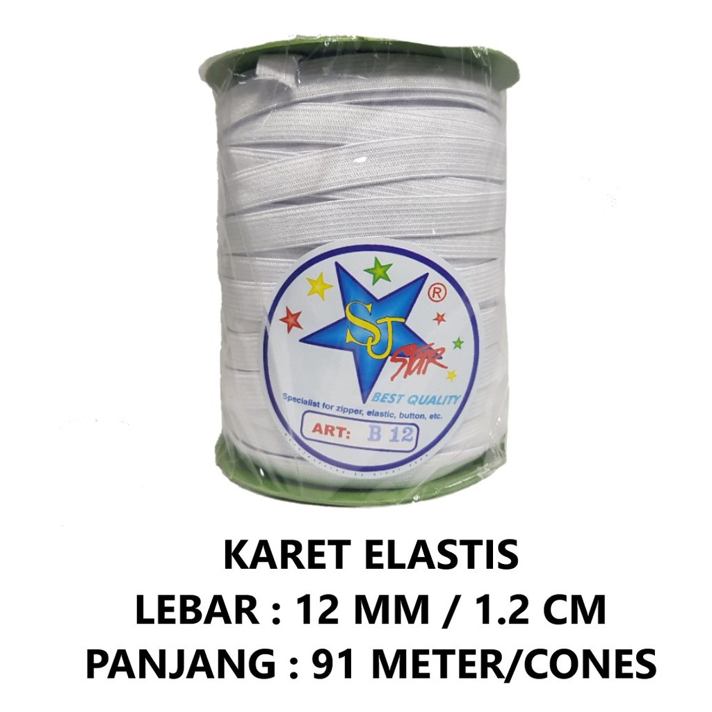 Karet Elastis 12mm/1,2cm/P8 (B-12) @91 meter Karet Kolor Karet Pinggang