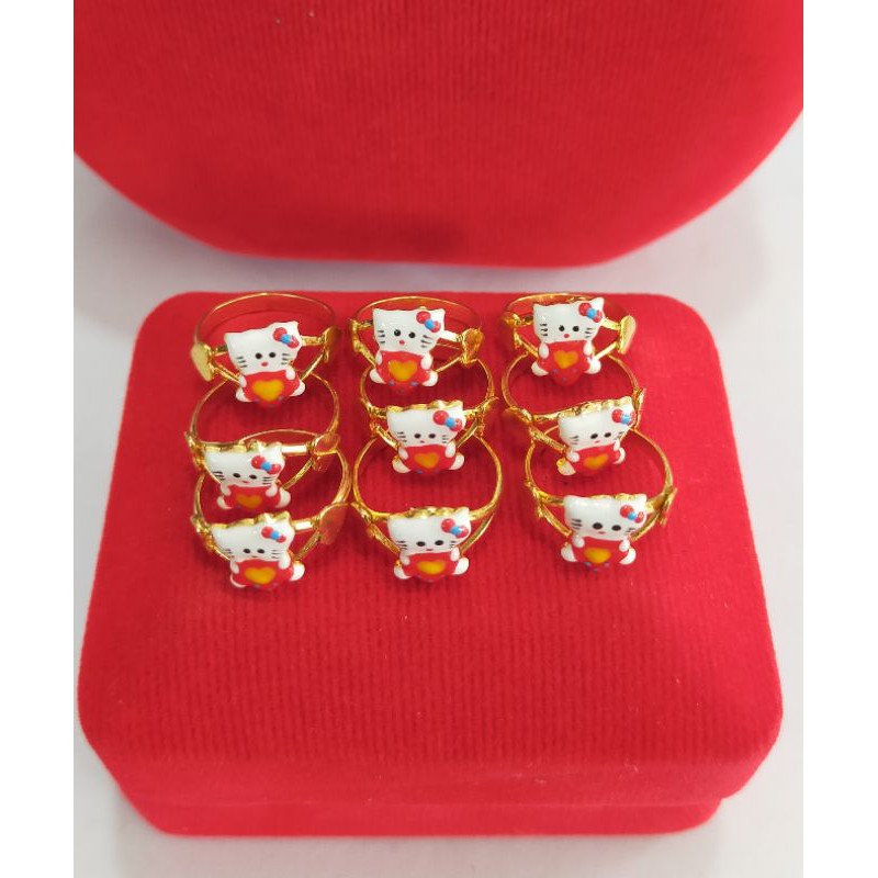 Cincin anak cat Hello Kitty, perak 925, sepuh emas kuning, 35.000/pcs