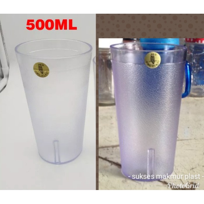 

Gelas cangkir tempat minum acrylic 500 ml OWL plastik teh kopi juice
