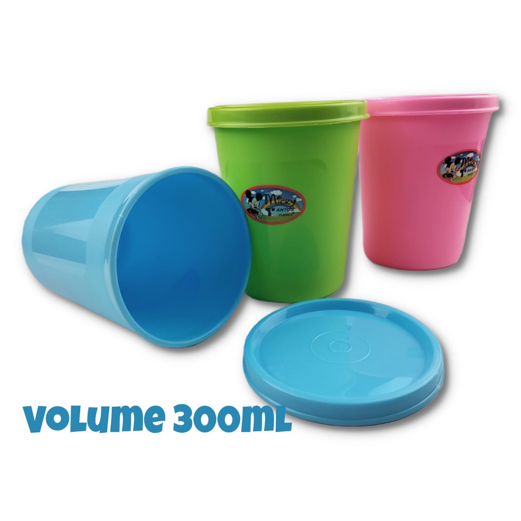 Gelas Plastik Tutup Micky 350mL 450mL / Souvenir Botol Tumbler Plastik / Gelas Air Minum tumblr