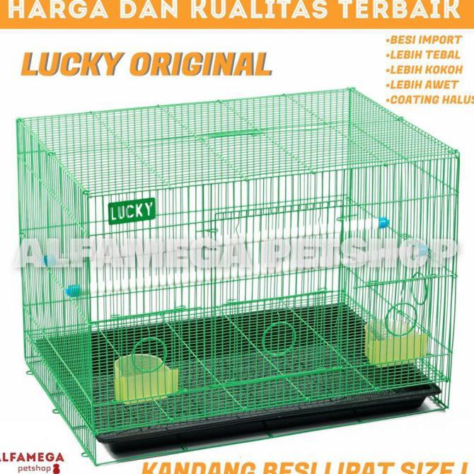 Kandang Umbaran Besi Lipat Size L 60X50X44 Burung Pleci Lovebird Lucky