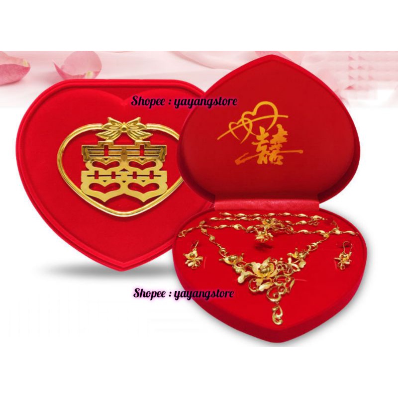 Kotak - Box - Tempat Perhiasan Set Kalung Cincin Gelang Anting Sangjit China Shuangxi xixi Seserahan Shuang xi Lamaran Pernikahan