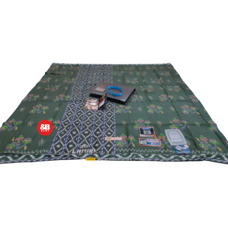 sarung lamiri S80 original MST full sutra kembang hijau botol lumut