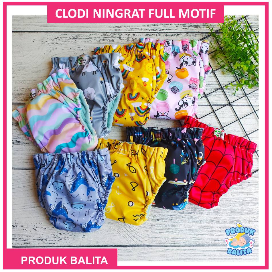 3 PCS Clodi Ningrat AIO Reguler  BB 5-17 KG Motif Full Print Pempers Kain Cuci Ulang Terlaris