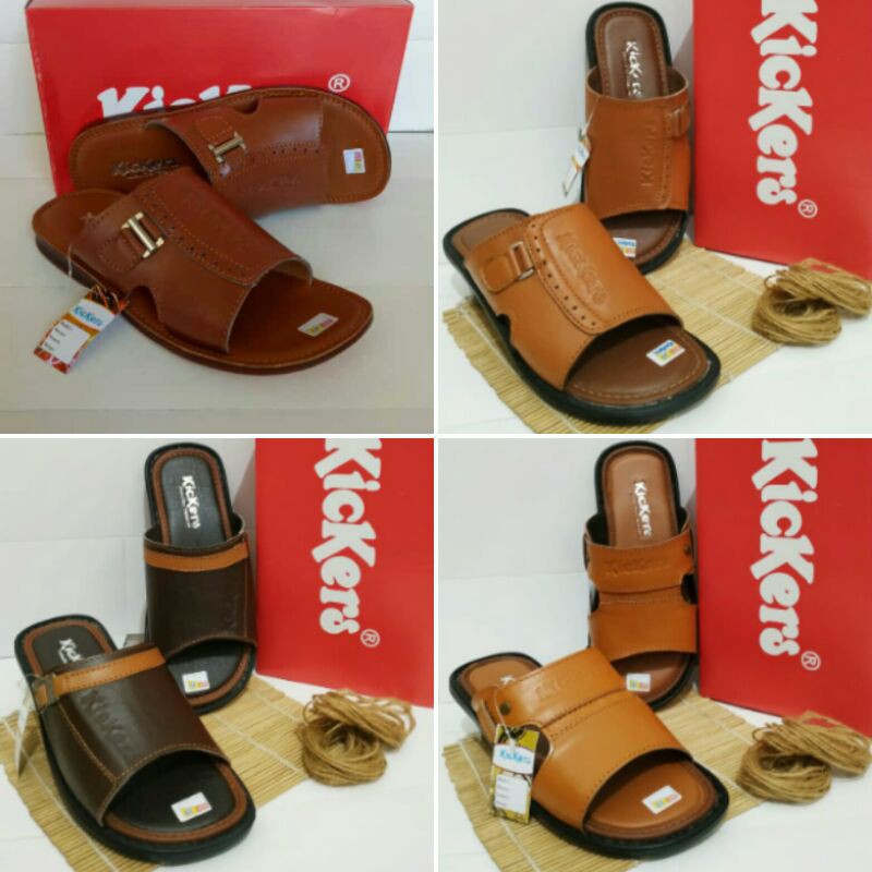 Sandal Pria - Kulit Asli - Slop - Kickers
