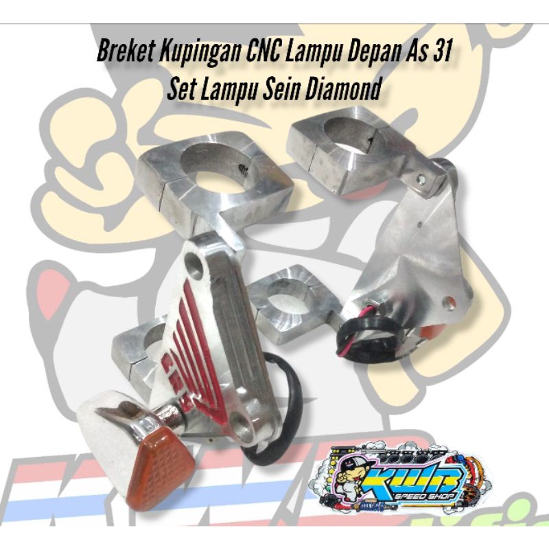 Breket kupingan CNC lampu pesek as 31 set lampu sein diamond cb gl megapro tiger