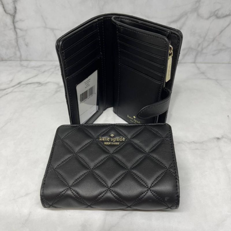 ori original asli kate spade natalia medium compact bifold wallet black