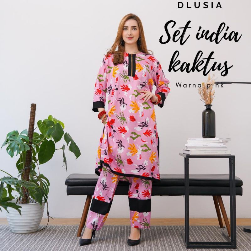 Daster Arab Dlusia Setelan INDIA KAKTUS Baju setelan Rayon Super Big Size