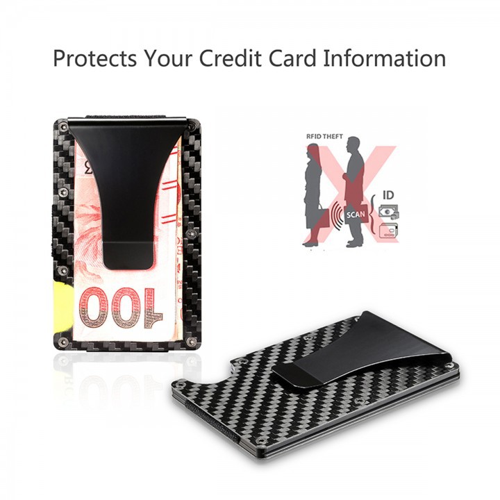 Slim Carbon Fiber Credit Card Holder RFID Blocking Metal Wallet Clip - Dompet Kartu Praktis Terbaik dan Tipis