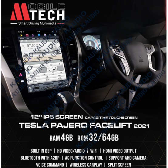 Mtech Head Unit Tesla Android Mitsubishi Pajero Sport 2021 Facelift FL