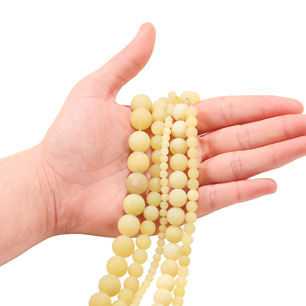 1Strand/lot 4/6/8/10/12mm Natural Yellow Chalcedony Stone Beads Round Loose Ball Beads For Jewelry Making DIY Bracelet Necklace