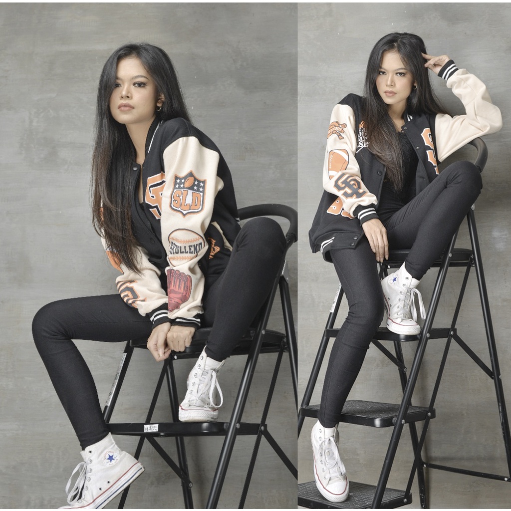 BRAINLY Jaket VARSITY JACKET BASEBALL MOTIP TERBARU PRIA WANITA distro remaja KAMIKAZE Full sablon Vintage Jaket varsiti murah Bisbol sukajan jeket erigo Ukuran L XL dan xxl