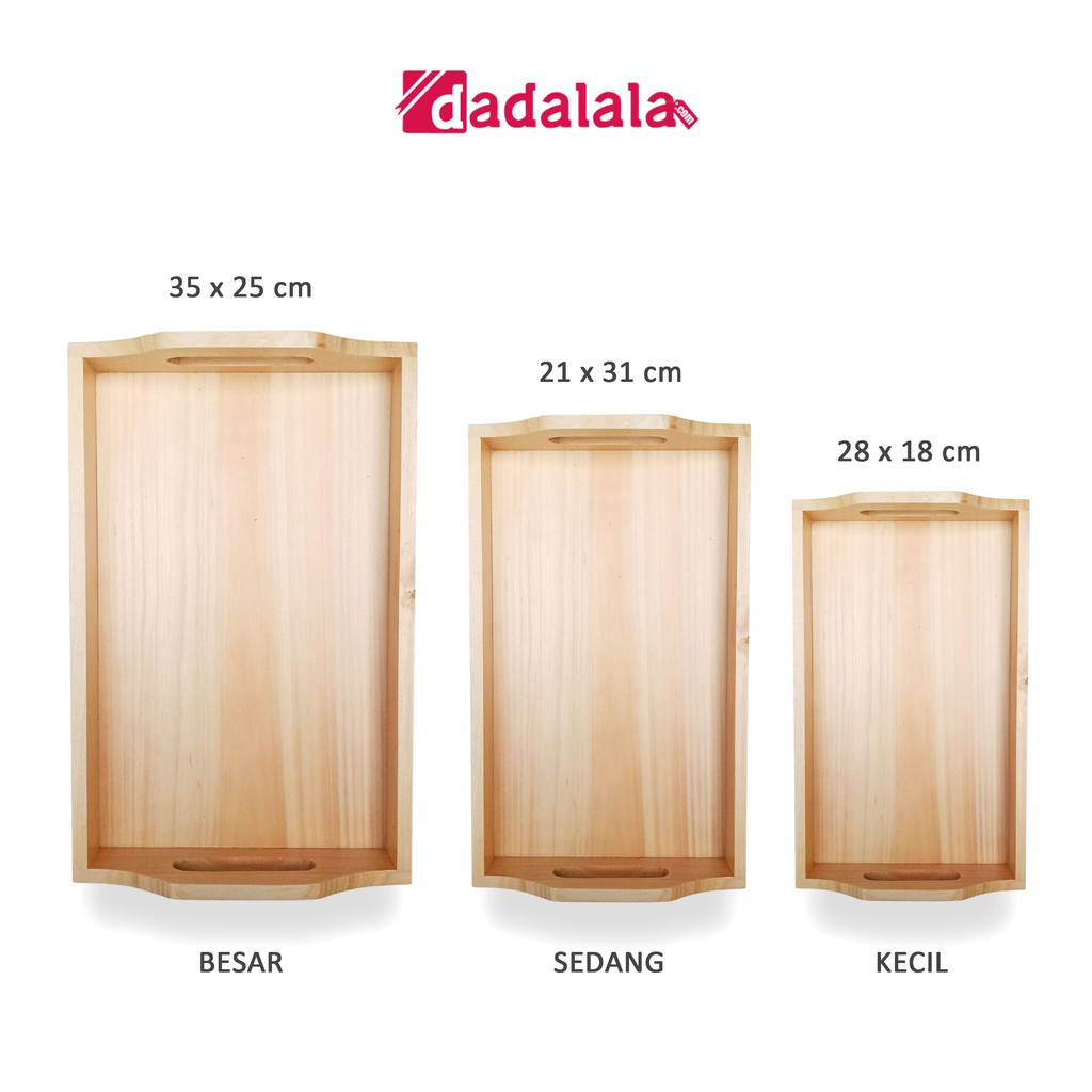 DADALALA Nampan Kayu Aesthetic / Tray Kayu Ukuran Kecil - Besar Bahan Kayu Pinus - 3 Varian