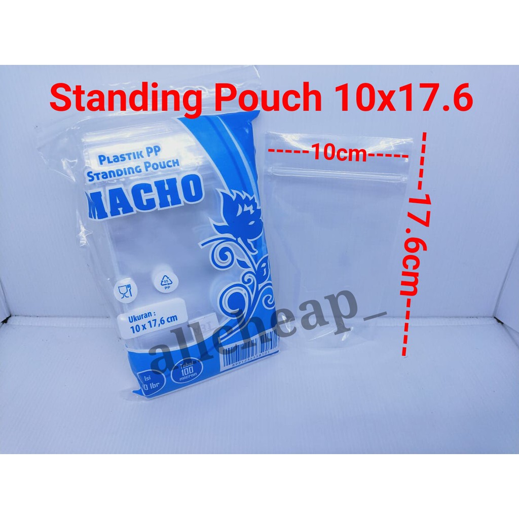 Isi 50PCS PLASTIK PP ZIPLOCK STANDING POUCH 10x17 PLASTIK SEGEL PP KLIP BERDIRI BENING 10 x 17.6