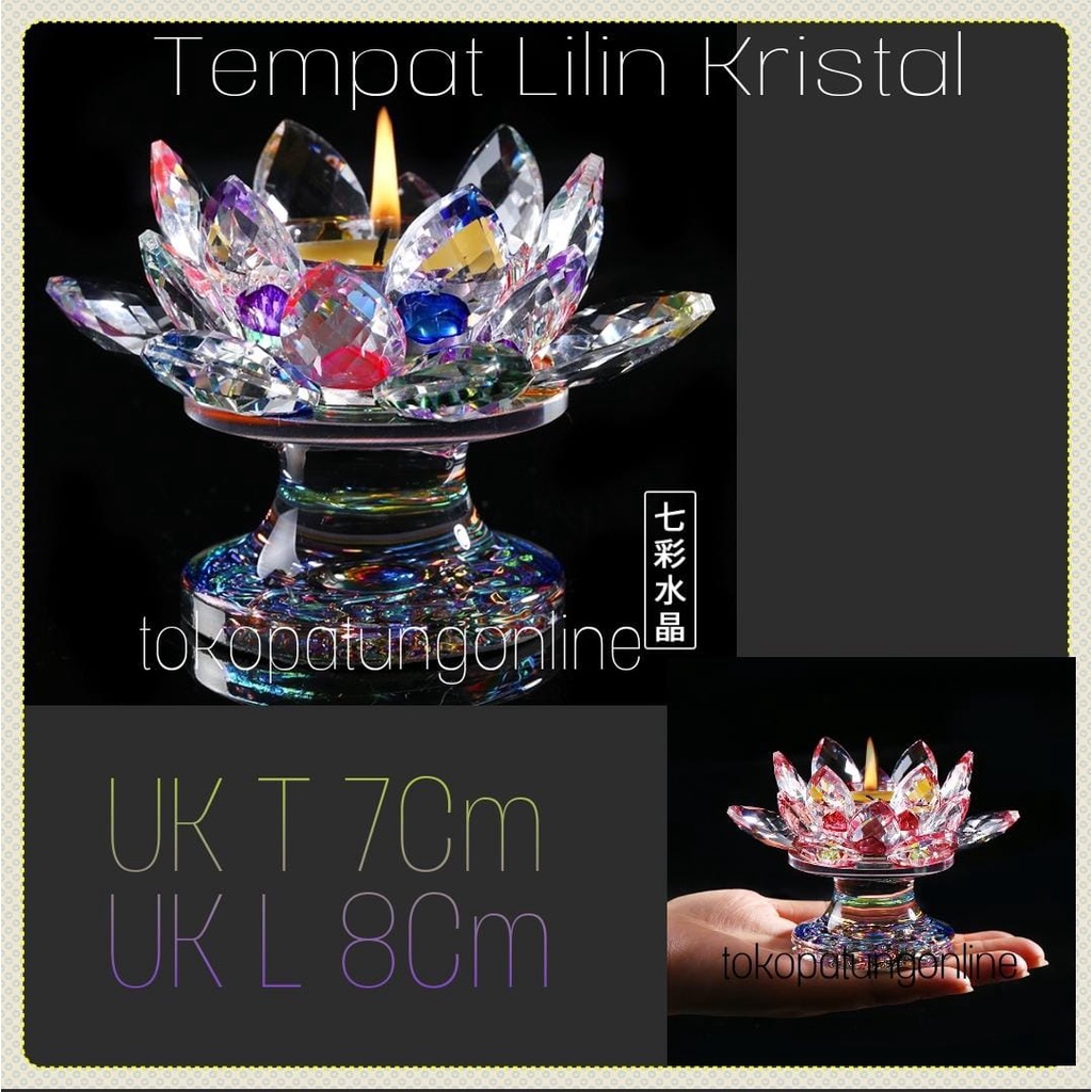 Tempat Lilin Kristal Teratai 7 Warna Premium