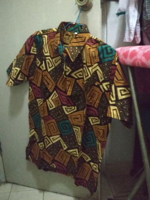 Asifa Batik Hrb026 Kenongo Kemeja Tosca Pendek Pekalongan Padi M L Xl Sogan Tulis Halus Kemeja Batik