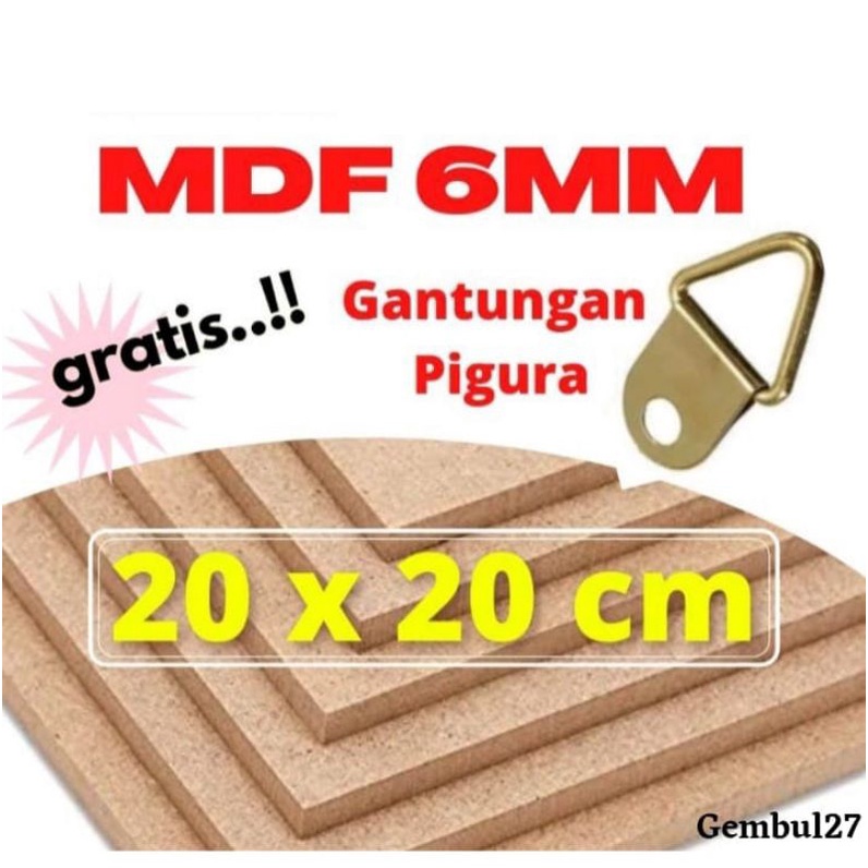 

MDF 6mm 20x20cm free gantungan pigura