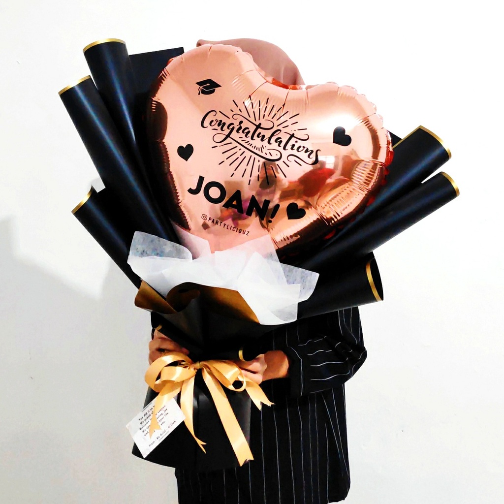 HEART FOIL BALLOON - BALON BUKET/ HADIAH WISUDA/ HADIAH ULANG TAHUN/ HADIAH PACAR/ BUKET BALON/ BALO