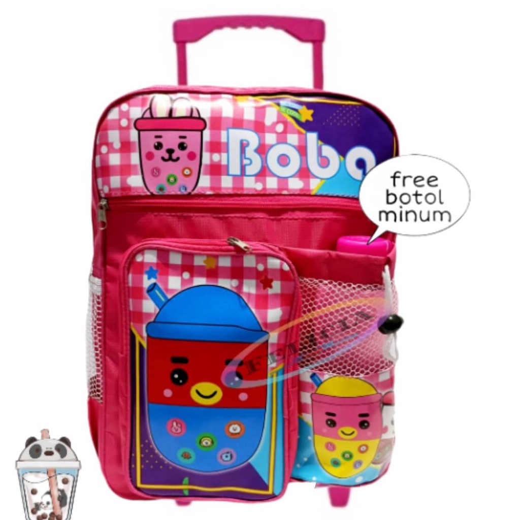 Tas Ransel Boba Dan Bt21 Anak TK-SD Terbaru Free Botol Minum Dan Free Tempat Pensil