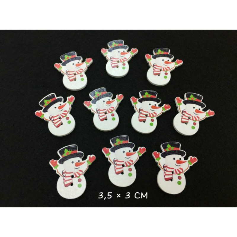 1 LUSIN - KANCING KAYU MOTIF SALJU/ KANCING KAYU MOTIF NATAL/ KANCING HIAS