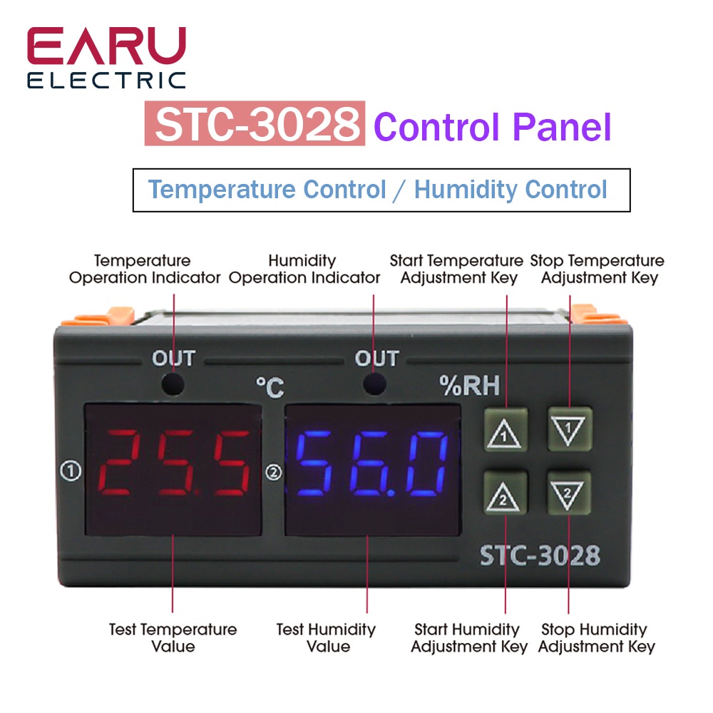 Thermostat Termostat Termohygrostat Hygrostat Digital Kontrol Suhu Kelembaban Temperature Humidity Controller 220V AC  STC3028 STC 3028