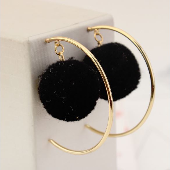 anting aksesoris fashion korea dangling earring ball hoop (3E4) jan126
