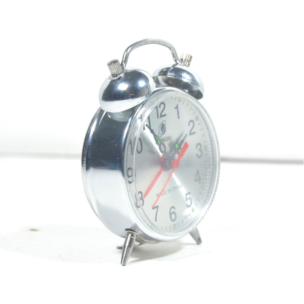 Jam Beker Kring Jam Weker Kring Metal Mechanical Mini Alarm Clock Warna Silver