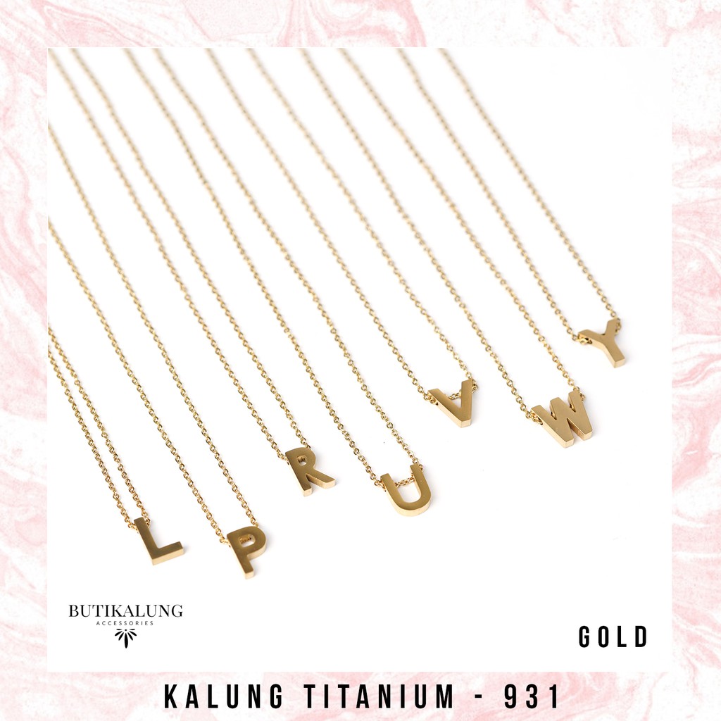 Kalung Titanium Kalung Huruf Kalung Alphabet Kalung Inisial Anti Karat Stainless 931