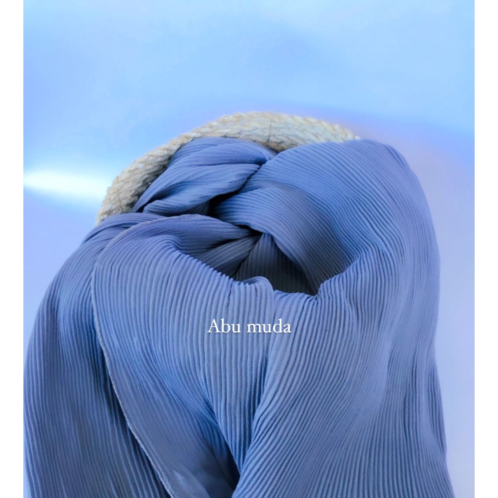 Pashmina Plisket full lidi 180x75 Hijab flisket Pashmina Plisket jilbab pleated shawl kerudung-Plisket Abu muda