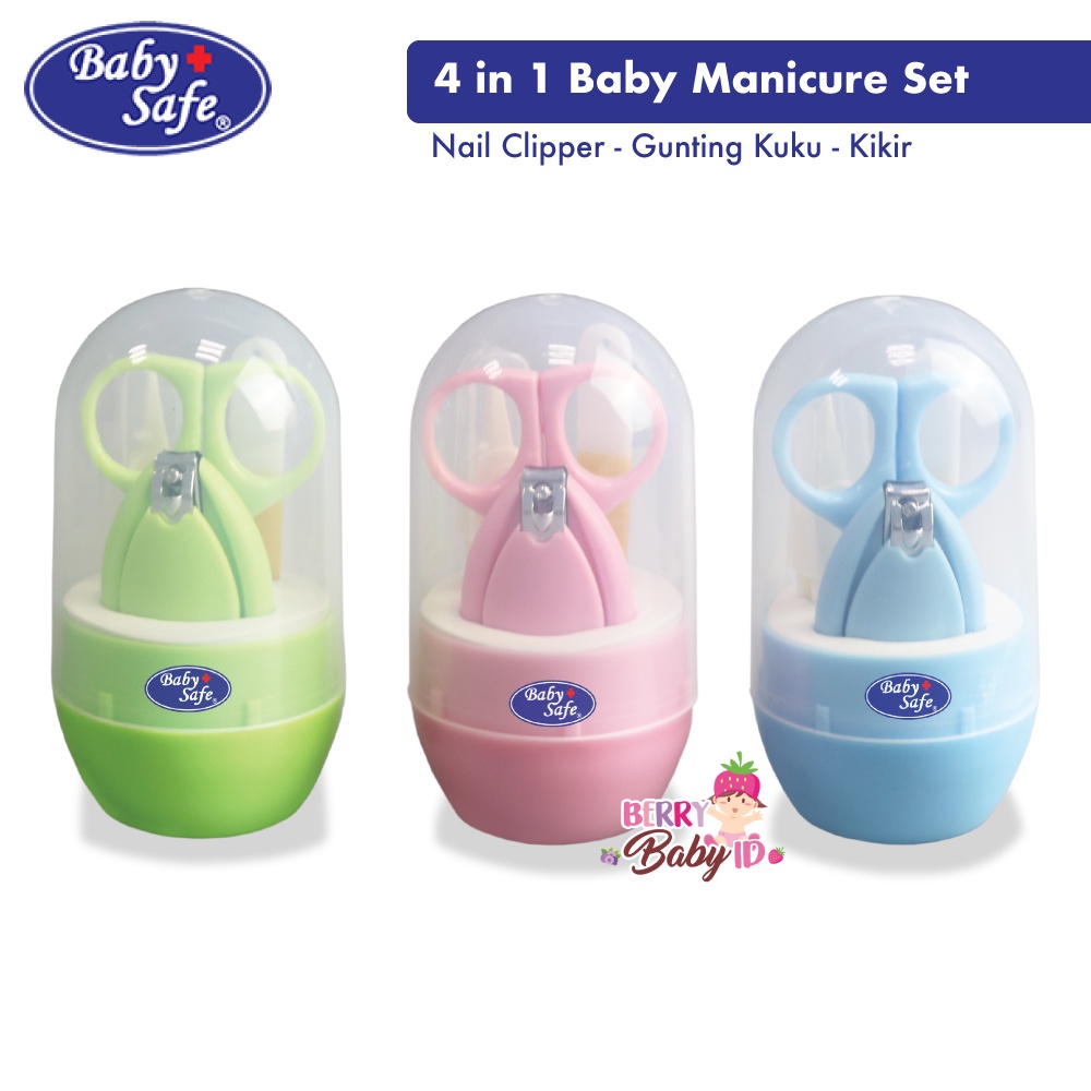 Baby Safe Paket 4-in-1 Manicure Set Gunting Kuku Bayi Nail Clipper Pinset dan Kikir BBS042 Berry Mart