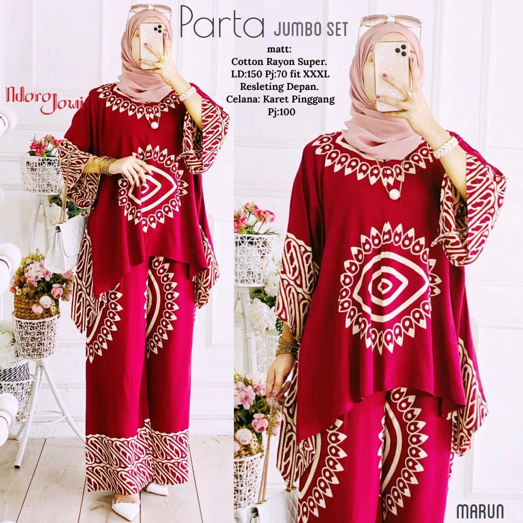 SETELAN RAYON JUMBO LD 135 CM PARTA BIG SET WAKA RESLETING DEPAN BUSUI RAYON SUPER