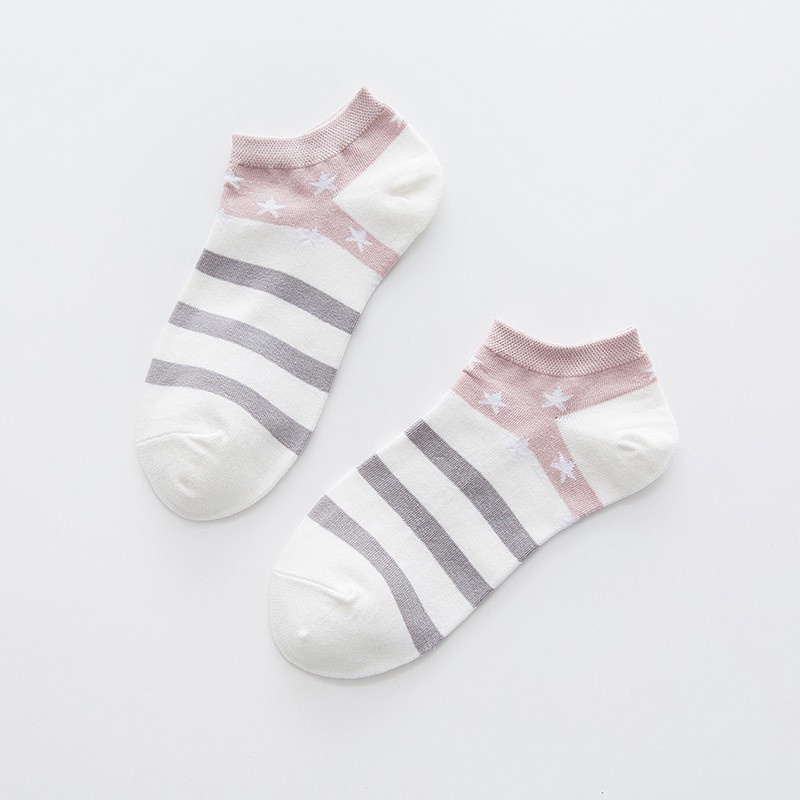 Kaos Kaki Ankle Cute Kaos Kaki Pendek Polos dan Motif Semata Kaki Import Murah Motif Polos-COKLAT SALUR CREAM