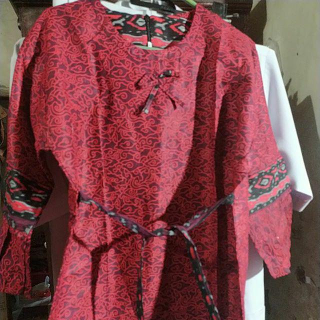 Tey-17 Batik Wanita Asj Sa Hrb026 Kenongo Kemeja Tosca Pendek