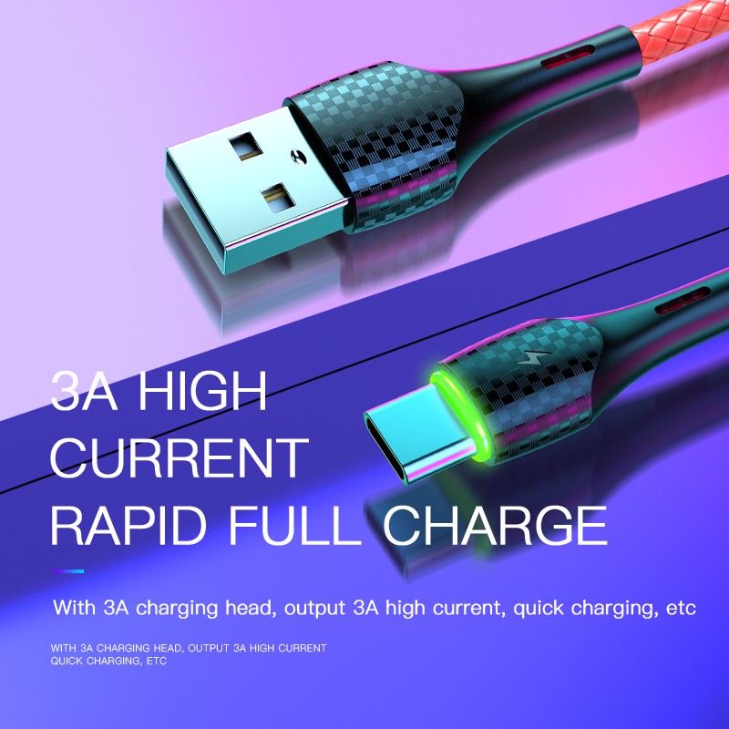 Kabel Data / Charger Micro Usb / Type C 8pin 3A Fast Charging Untuk Smartphone