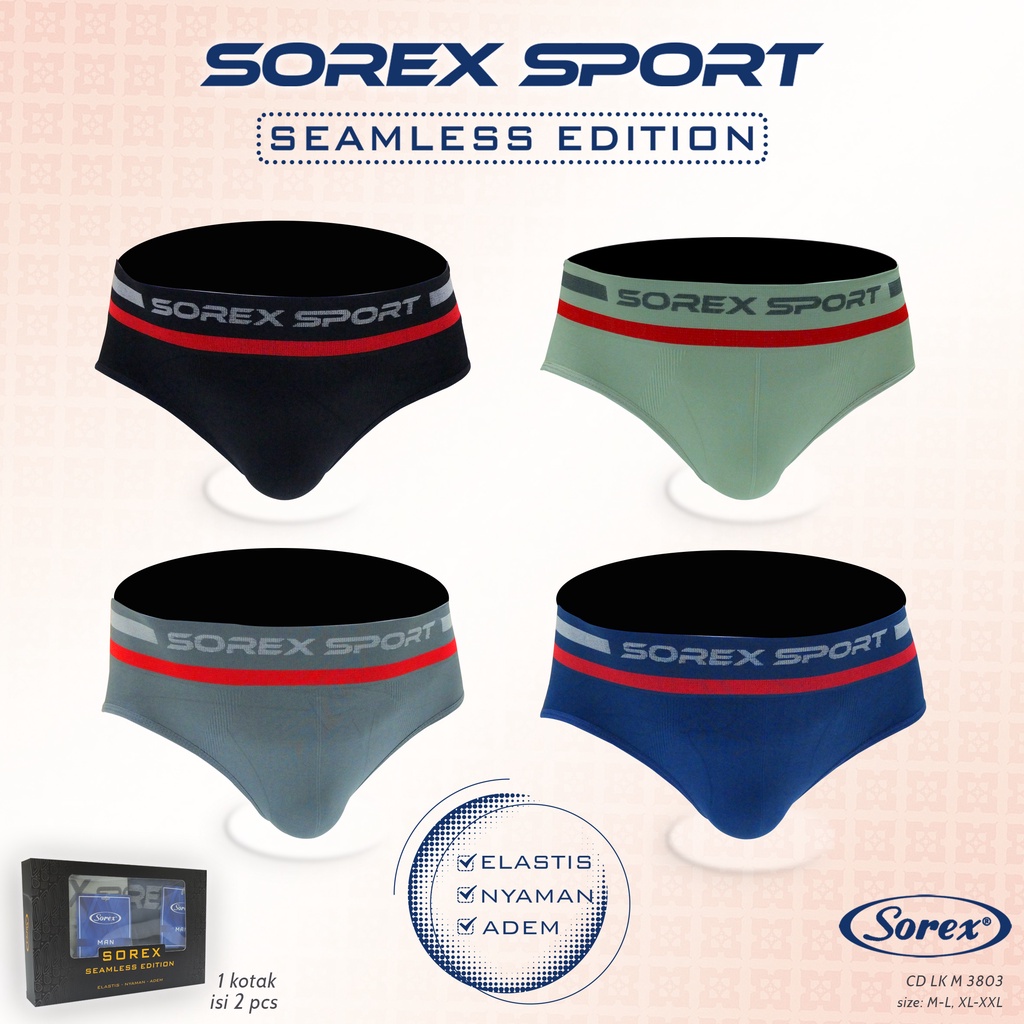 2 Celana Dalam Pria - M 3803 - SOREX MEN BRIEF - BOX ISI 2 - CD Dewasa - Remaja