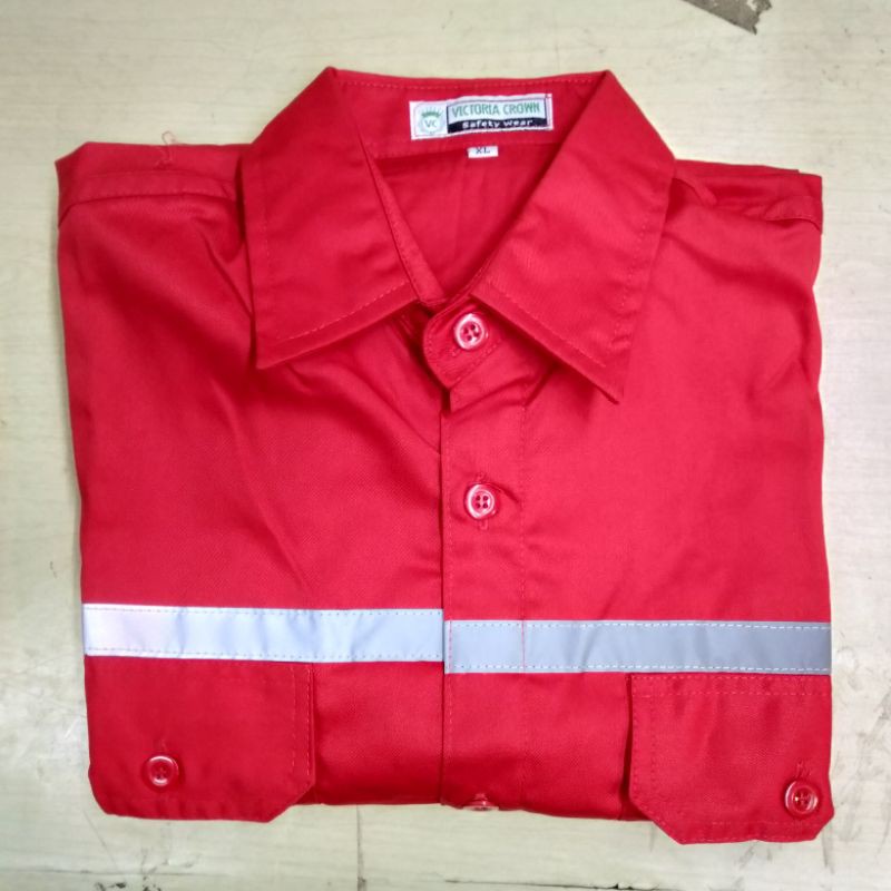 Baju Safety K3 Proyek Setelan Merah/ Seragam Kerja Pria Baju Celana Lengan Panjang Sefty